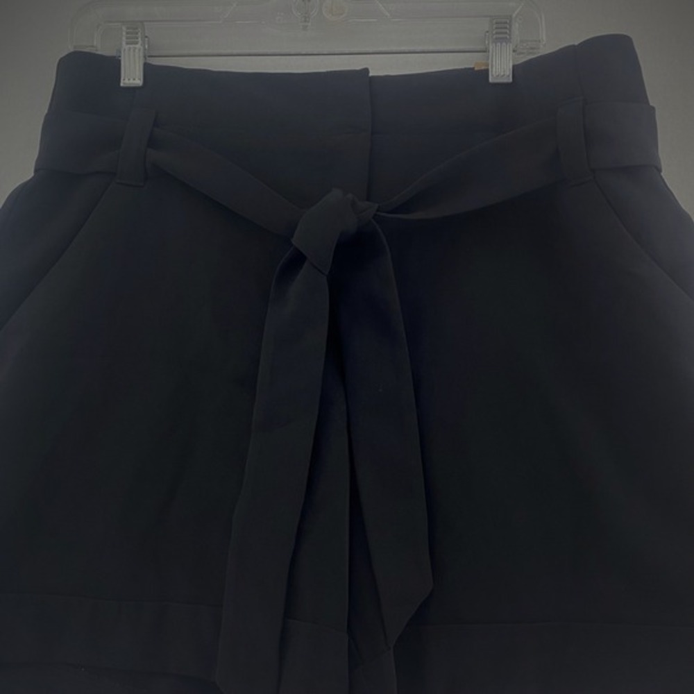 Cooper & Ella Black Shorts High Waist Tie Belt Cuffed Career Casual Size 12